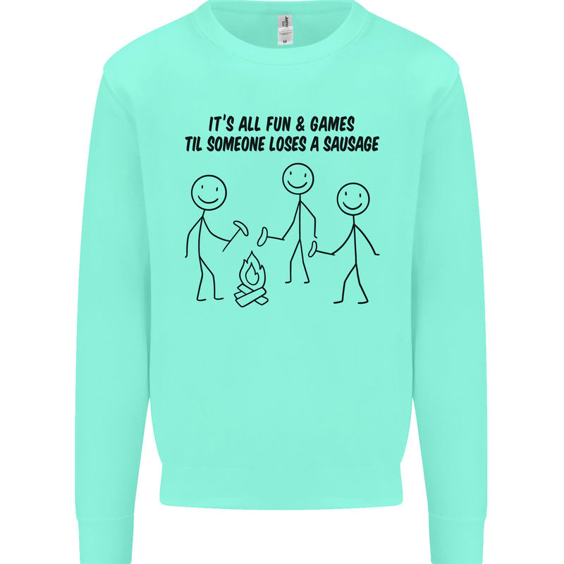 Funny Camping Sausage Mens Sweatshirt Jumper Peppermint