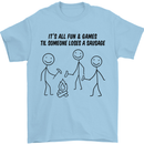 Funny Camping Sausage Mens T-Shirt 100% Cotton Light Blue