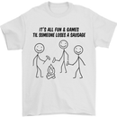 Funny Camping Sausage Mens T-Shirt 100% Cotton White