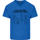 Funny Camping Sausage Mens V-Neck Cotton T-Shirt Royal Blue