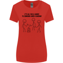 Funny Camping Sausage Womens Wider Cut T-Shirt Red