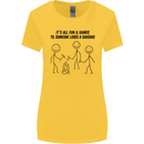 Funny Camping Sausage Womens Wider Cut T-Shirt Yellow