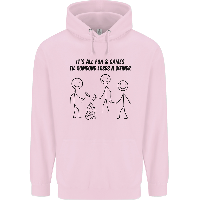 Funny Camping Weiner Childrens Kids Hoodie Light Pink