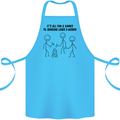 Funny Camping Weiner Cotton Apron 100% Organic Turquoise