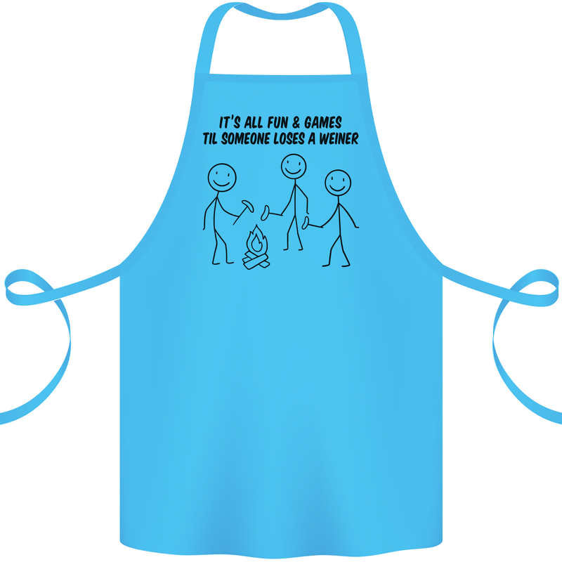 Funny Camping Weiner Cotton Apron 100% Organic Turquoise