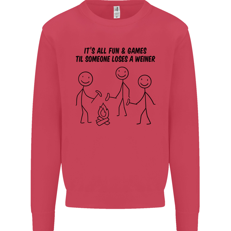 Funny Camping Weiner Kids Sweatshirt Jumper Heliconia