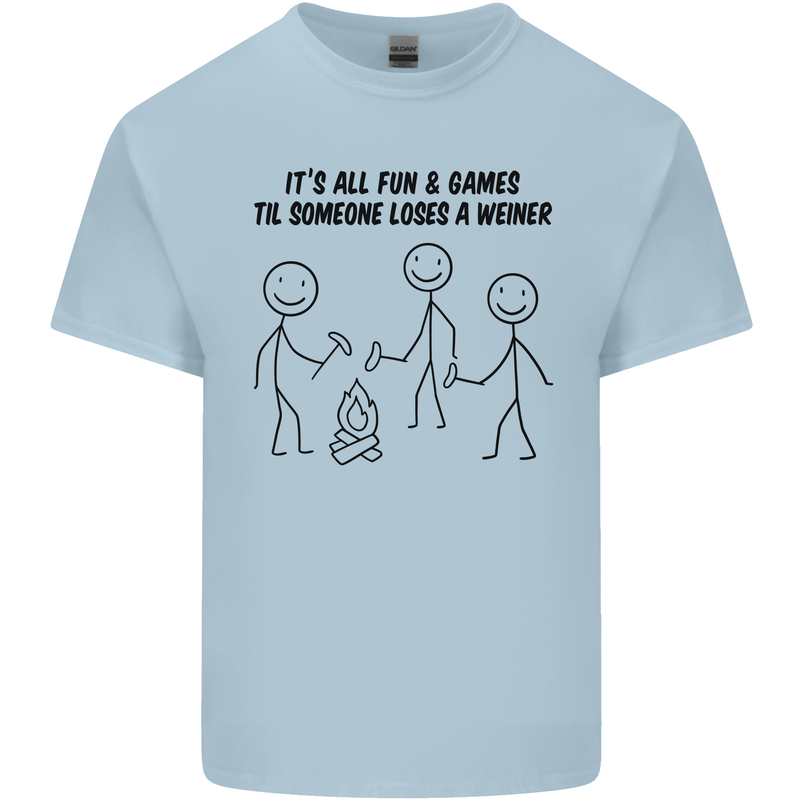 Funny Camping Weiner Kids T-Shirt Childrens Light Blue