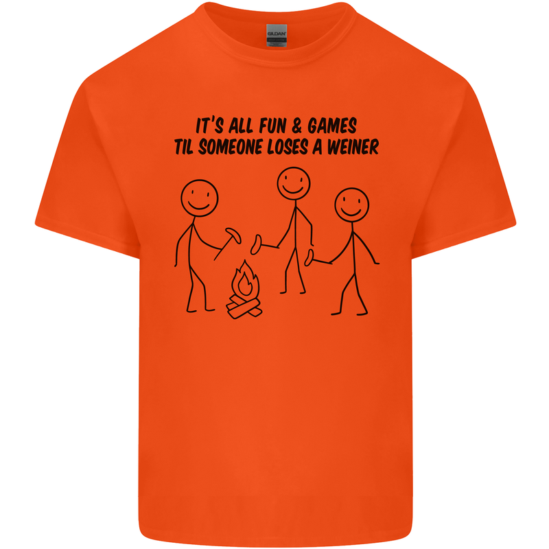 Funny Camping Weiner Kids T-Shirt Childrens Orange