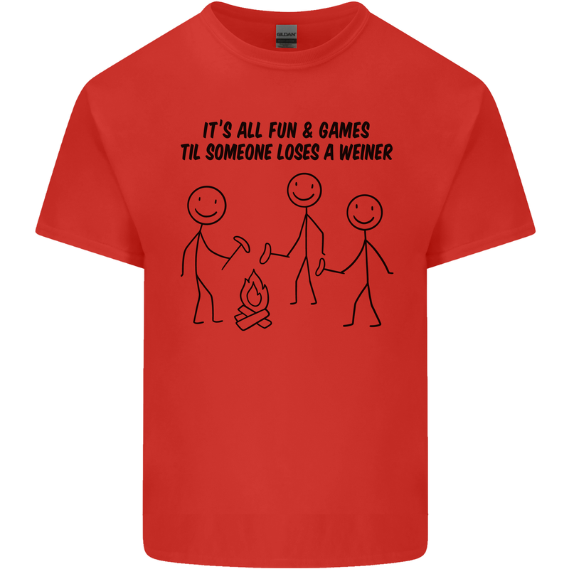 Funny Camping Weiner Kids T-Shirt Childrens Red