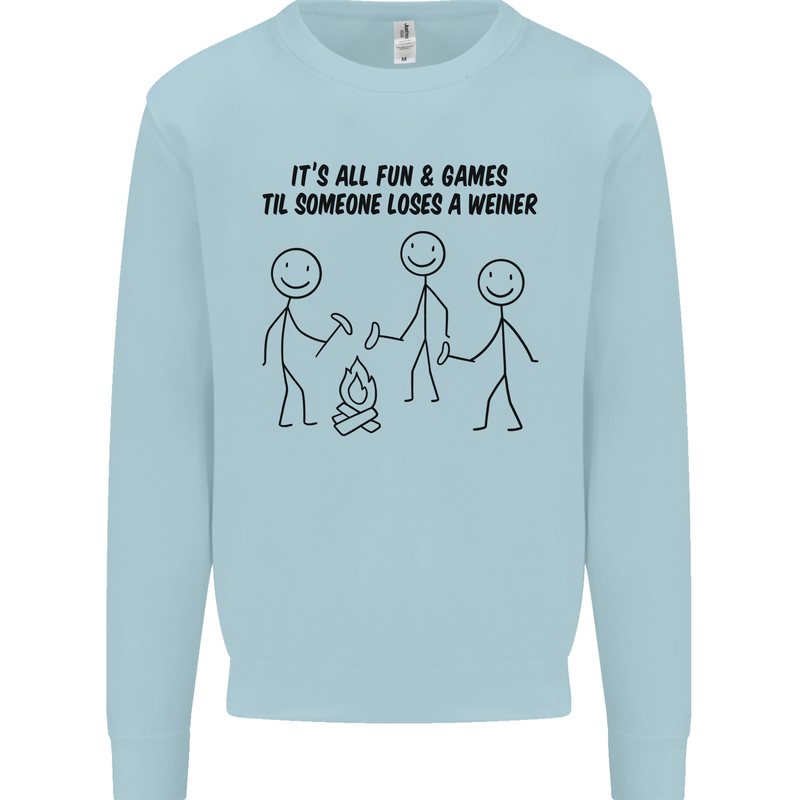 Funny Camping Weiner Mens Sweatshirt Jumper Light Blue