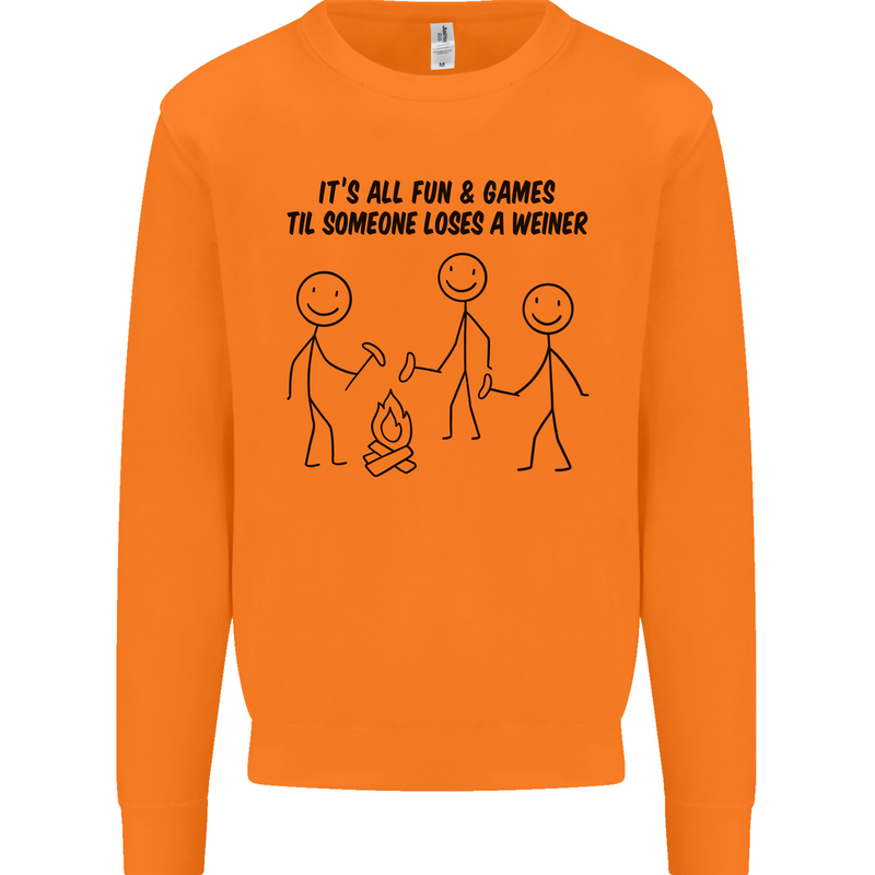 Funny Camping Weiner Mens Sweatshirt Jumper Orange