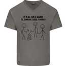 Funny Camping Weiner Mens V-Neck Cotton T-Shirt Charcoal