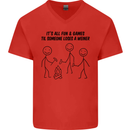 Funny Camping Weiner Mens V-Neck Cotton T-Shirt Red