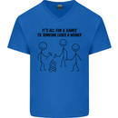 Funny Camping Weiner Mens V-Neck Cotton T-Shirt Royal Blue