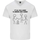 Funny Camping Weiner Mens V-Neck Cotton T-Shirt White