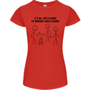 Funny Camping Weiner Womens Petite Cut T-Shirt Red