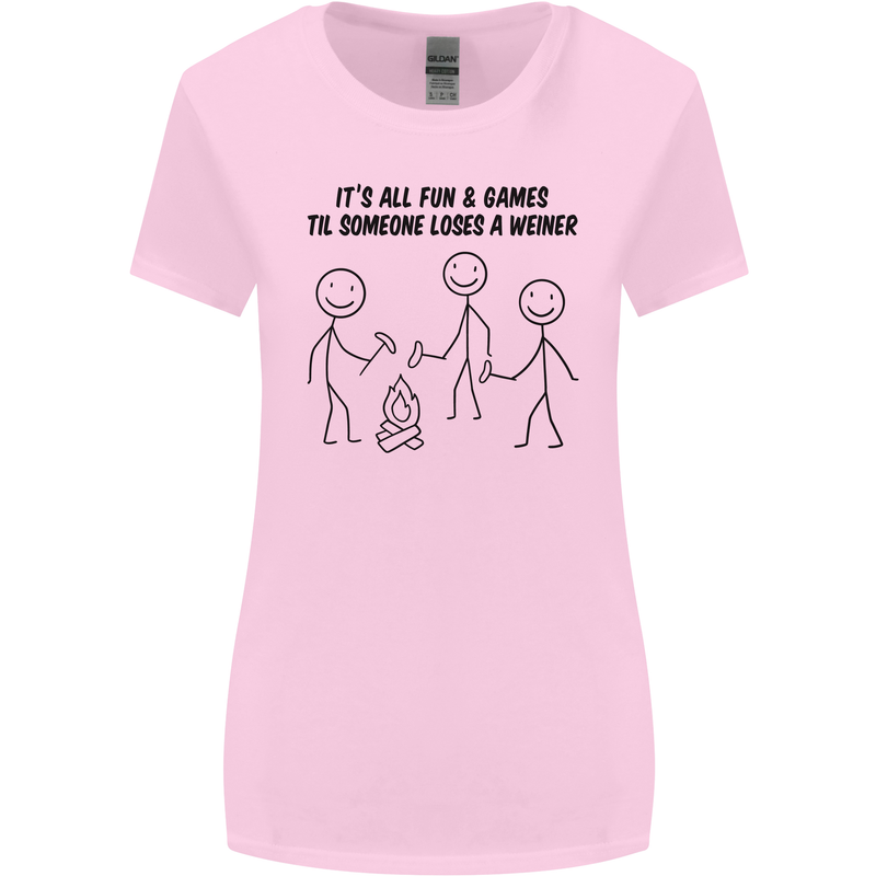 Funny Camping Weiner Womens Wider Cut T-Shirt Light Pink