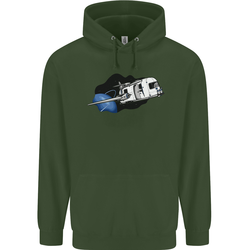 Funny Caravan Space Shuttle Caravanning Childrens Kids Hoodie Forest Green