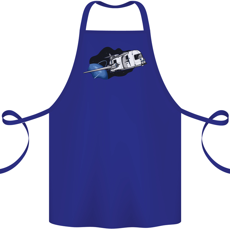 Funny Caravan Space Shuttle Caravanning Cotton Apron 100% Organic Royal Blue