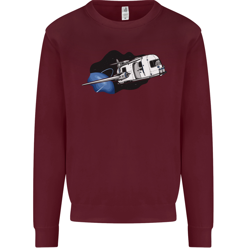 Funny Caravan Space Shuttle Caravanning Kids Sweatshirt Jumper Maroon