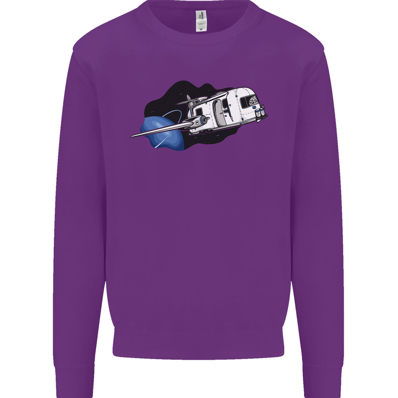 Funny Caravan Space Shuttle Caravanning Kids Sweatshirt Jumper Purple
