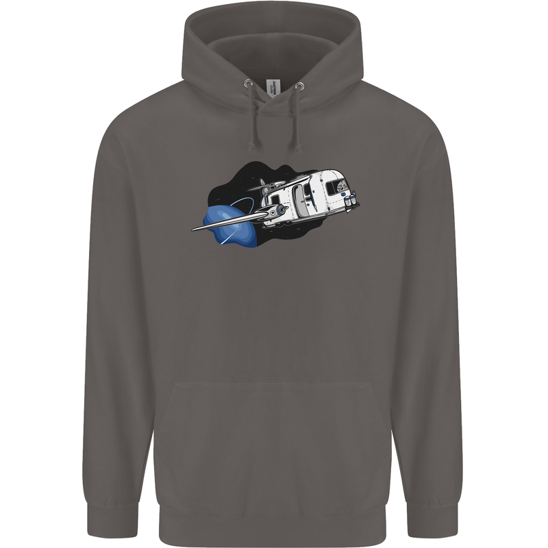Funny Caravan Space Shuttle Caravanning Mens 80% Cotton Hoodie Charcoal