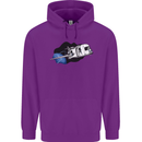 Funny Caravan Space Shuttle Caravanning Mens 80% Cotton Hoodie Purple
