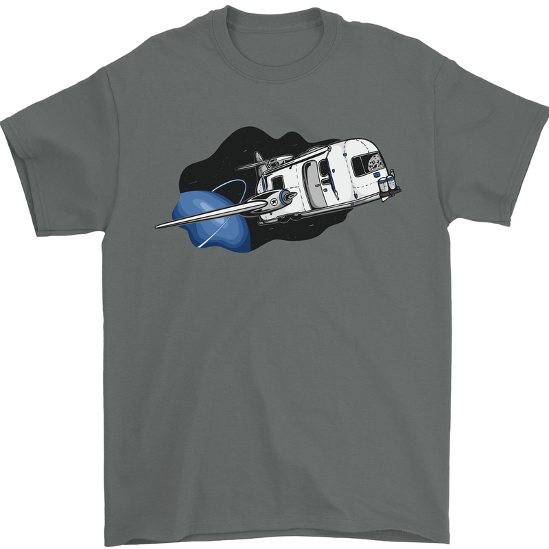 Funny Caravan Space Shuttle Caravanning Mens T-Shirt Cotton Gildan Charcoal