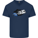 Funny Caravan Space Shuttle Caravanning Mens V-Neck Cotton T-Shirt Navy Blue