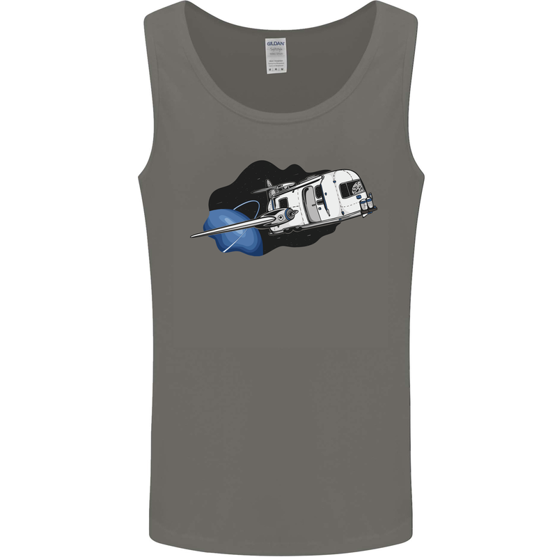Funny Caravan Space Shuttle Caravanning Mens Vest Tank Top Charcoal