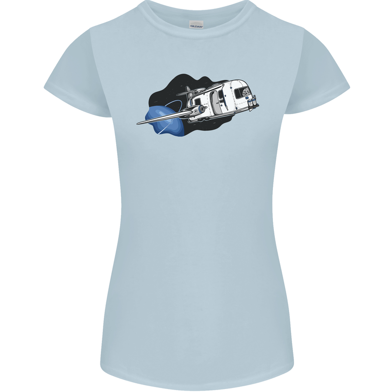 Funny Caravan Space Shuttle Caravanning Womens Petite Cut T-Shirt Light Blue