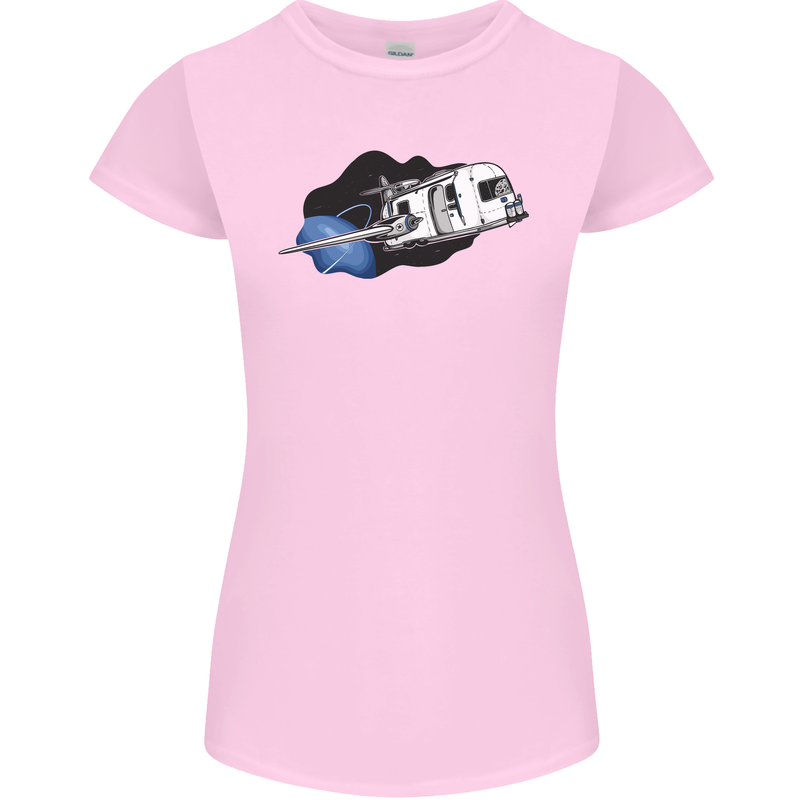Funny Caravan Space Shuttle Caravanning Womens Petite Cut T-Shirt Light Pink