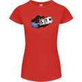 Funny Caravan Space Shuttle Caravanning Womens Petite Cut T-Shirt Red