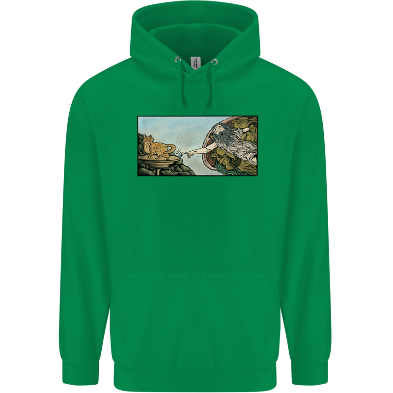 Funny Cat Creation Childrens Kids Hoodie Irish Green