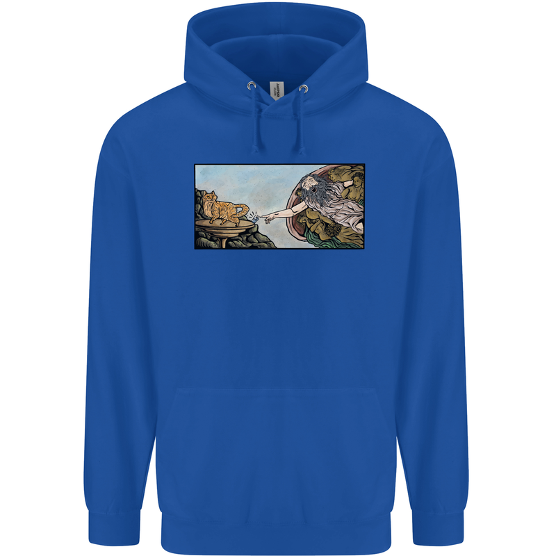 Funny Cat Creation Childrens Kids Hoodie Royal Blue