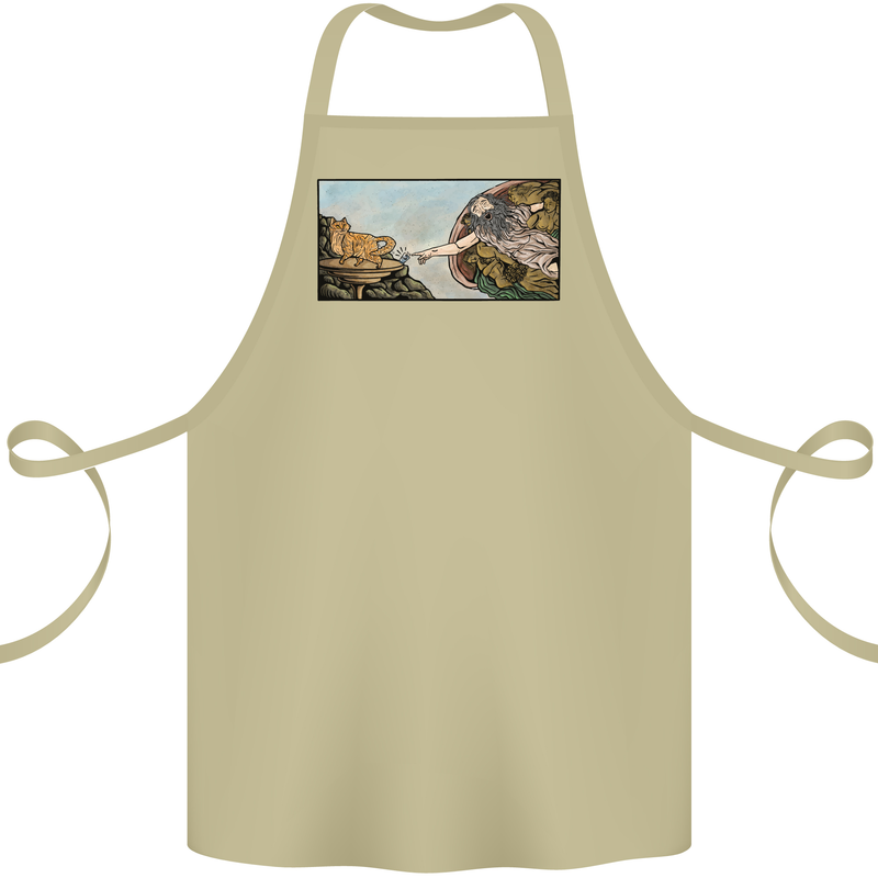 Funny Cat Creation Cotton Apron 100% Organic Khaki
