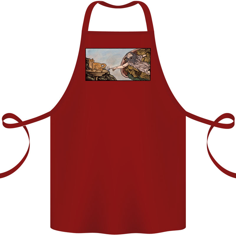 Funny Cat Creation Cotton Apron 100% Organic Maroon
