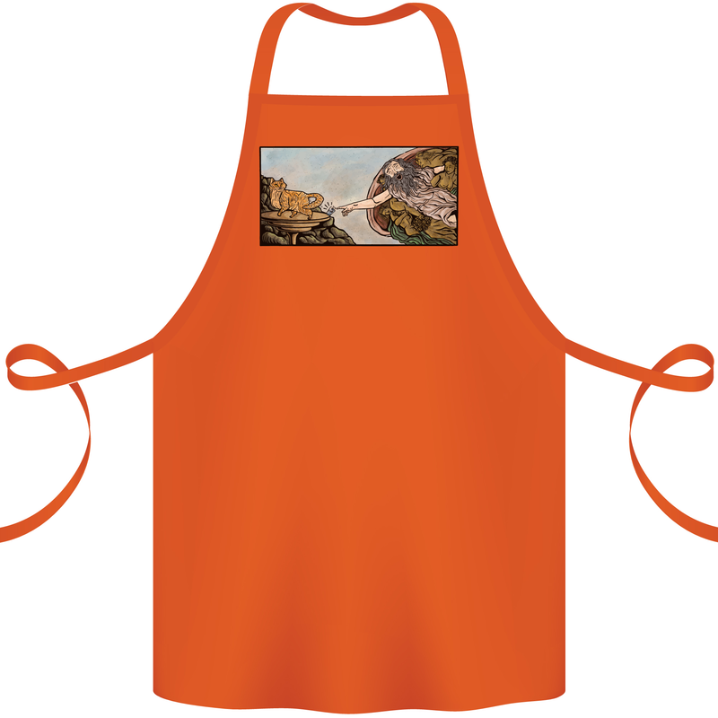 Funny Cat Creation Cotton Apron 100% Organic Orange