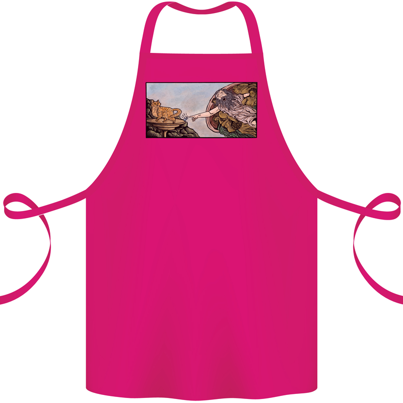 Funny Cat Creation Cotton Apron 100% Organic Pink