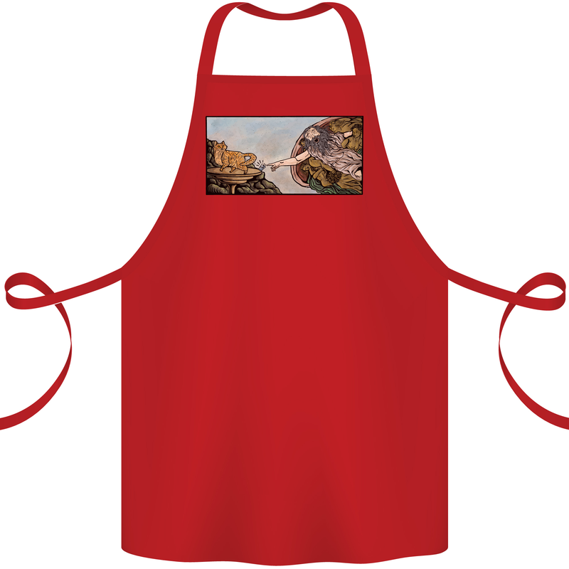 Funny Cat Creation Cotton Apron 100% Organic Red