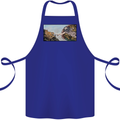 Funny Cat Creation Cotton Apron 100% Organic Royal Blue