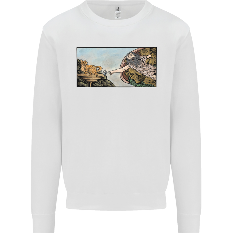 Funny Cat Creation Kids Sweatshirt Jumper White