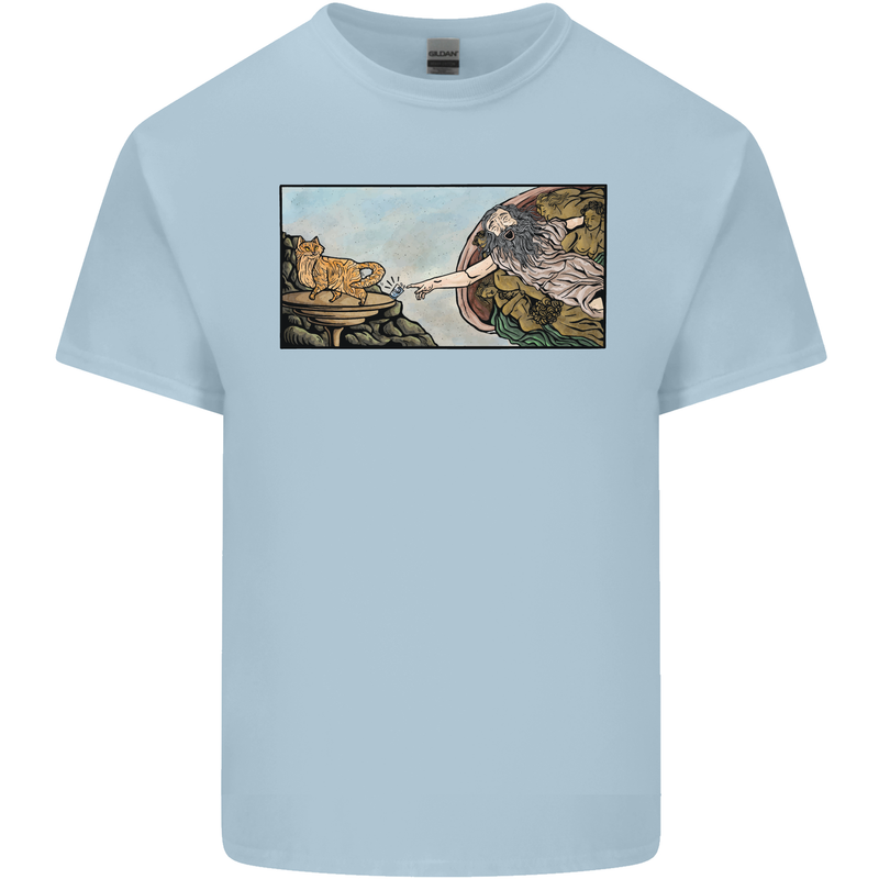 Funny Cat Creation Kids T-Shirt Childrens Light Blue
