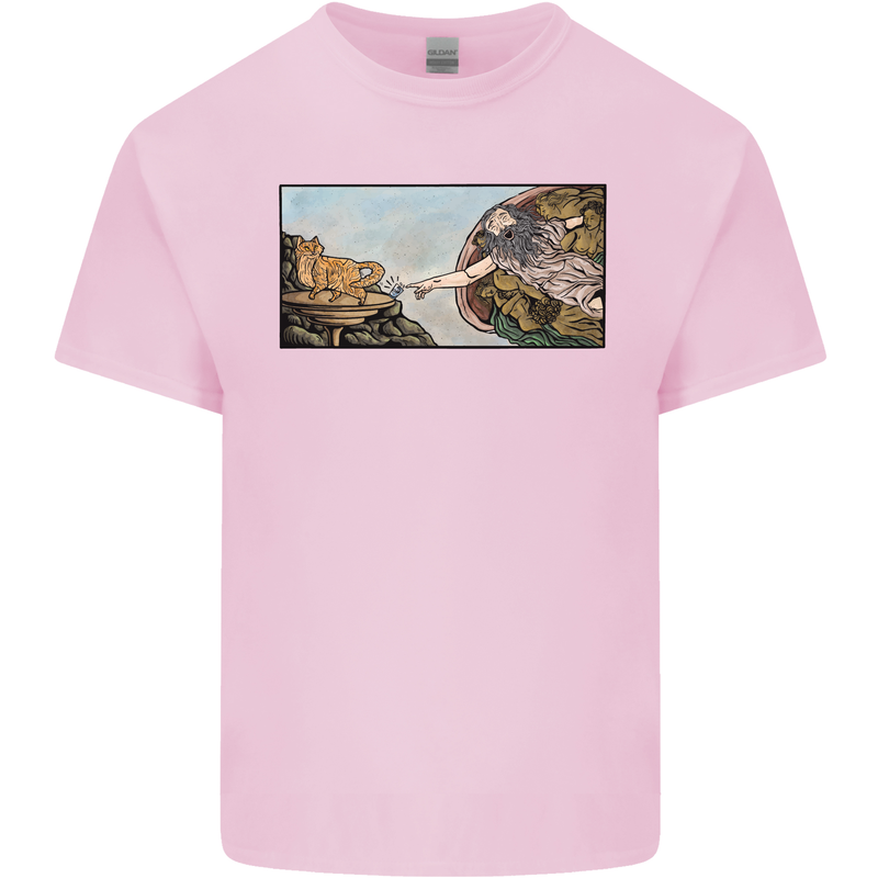 Funny Cat Creation Kids T-Shirt Childrens Light Pink