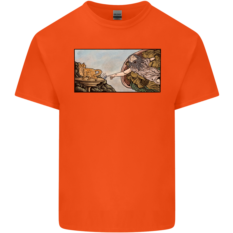 Funny Cat Creation Kids T-Shirt Childrens Orange