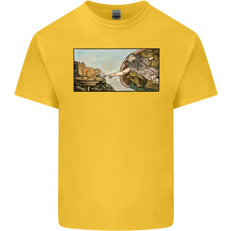 Funny Cat Creation Kids T-Shirt Childrens Yellow