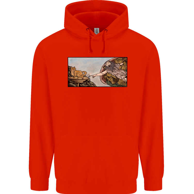Funny Cat Creation Mens 80% Cotton Hoodie Bright Red