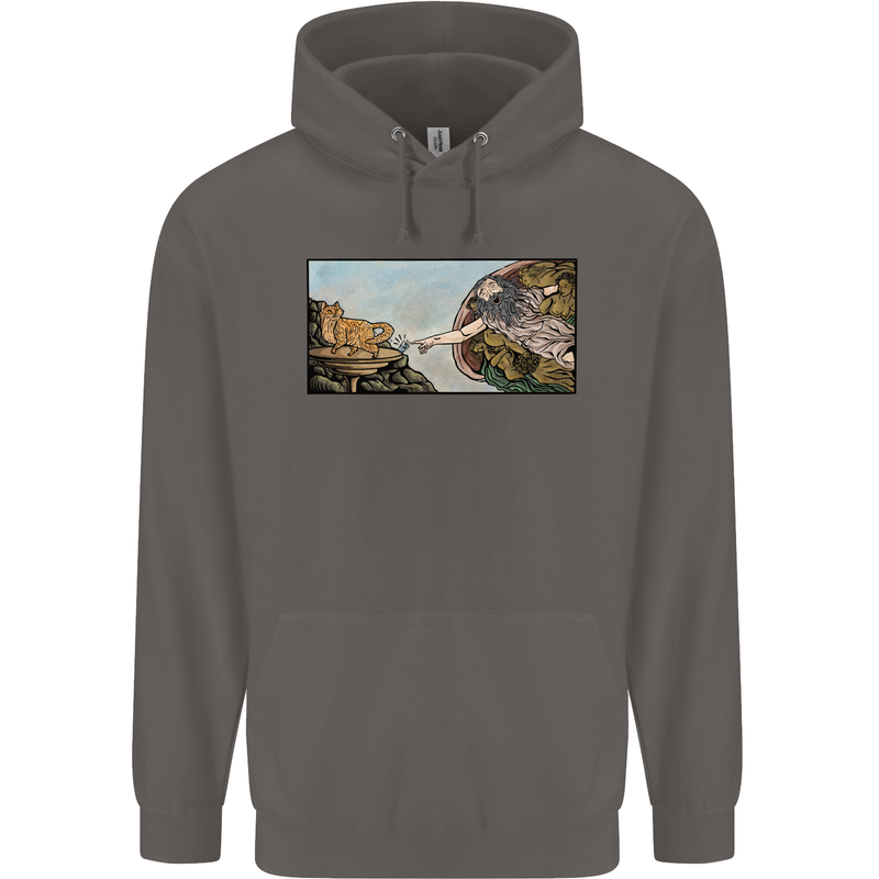 Funny Cat Creation Mens 80% Cotton Hoodie Charcoal