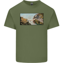 Funny Cat Creation Mens Cotton T-Shirt Tee Top Military Green