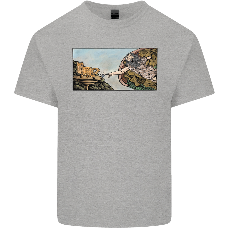 Funny Cat Creation Mens Cotton T-Shirt Tee Top Sports Grey